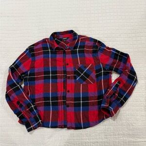 Express Women’s Cropped Flannel Top | Red | Size: S
